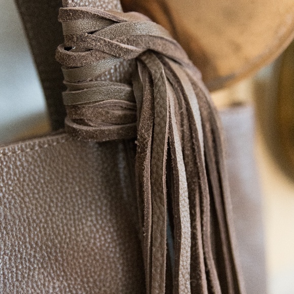 Genuine Leather Dark Brown Tote / Purse with Removable Tassels - Picture 2 of 5